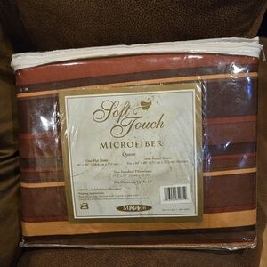 Madison Soft Touch *Queen* Microfiber Bedding Sheets - Brown/ Yellow Gold/ NEW!